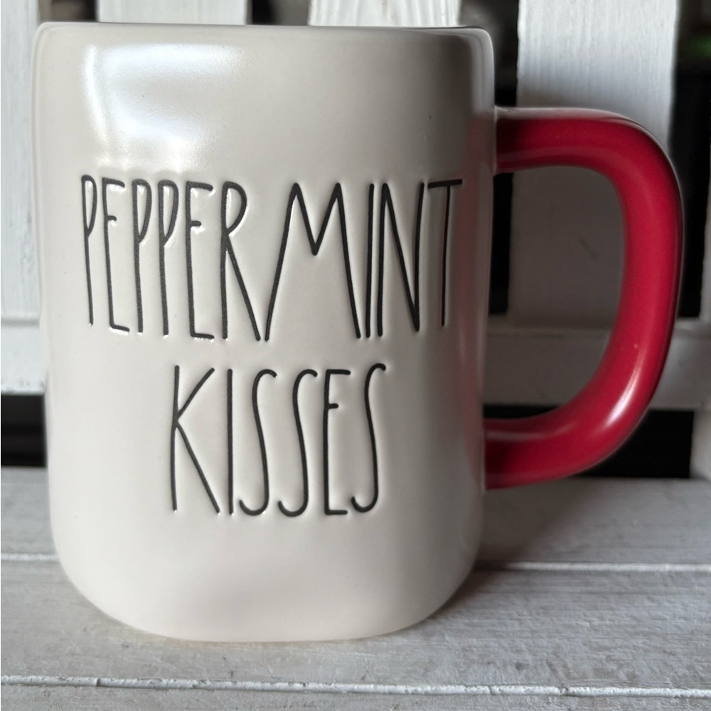 Rae Dunn Peppermint Kisses Mug - Cream and Red